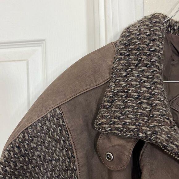 Vintage Laurice 80’s Bomber Jacket Brown Leather Wool Sweater Sleeves Size L - Picture 6 of 15